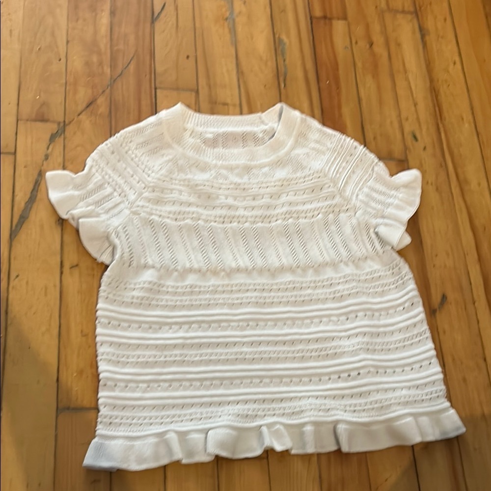 Nina belle open knit ruffle top